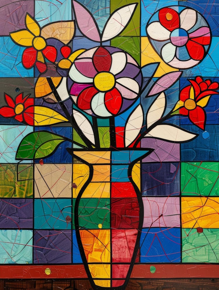 Stained Glass Flowers In A Vase 2
