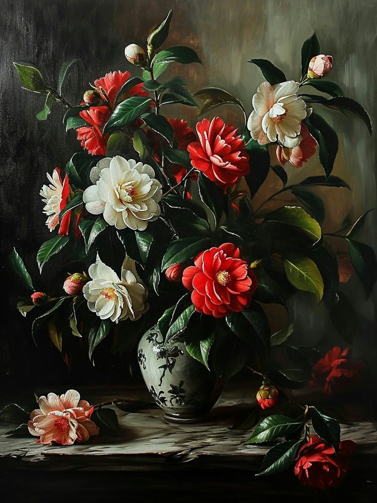 Baroque Floral Still Life Camellia 1