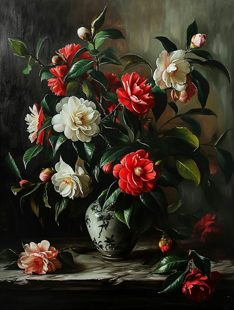 Baroque Floral Still Life Camellia 1