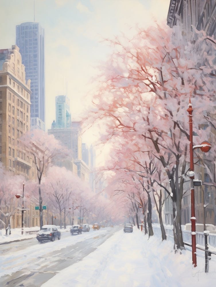 Dreamy Winter Painting Chicago Usa 2