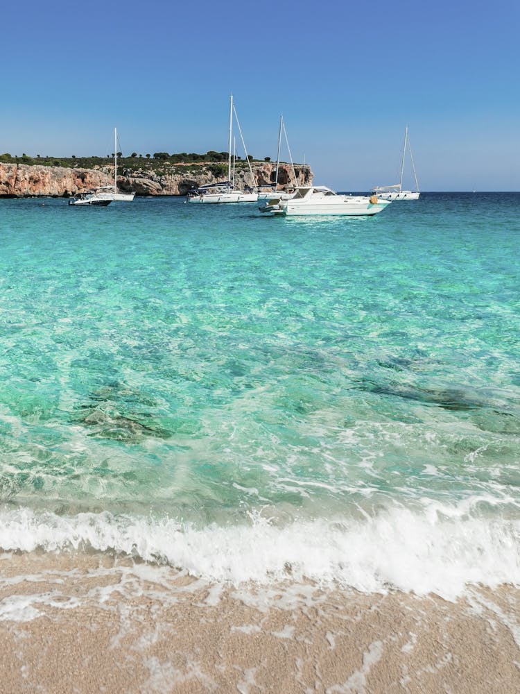 Ibiza Spain Beach With Boats