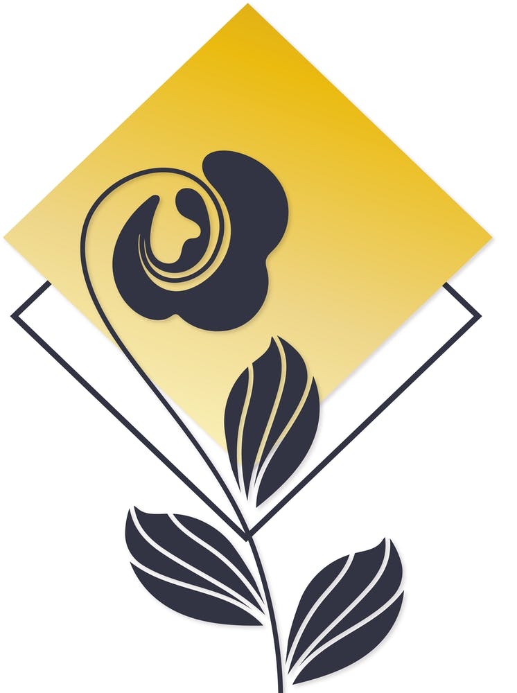 Muted Blue and Gold Geo-Botanical 1