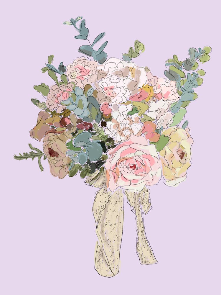 Elegant flower bouquet illustration - into the garden