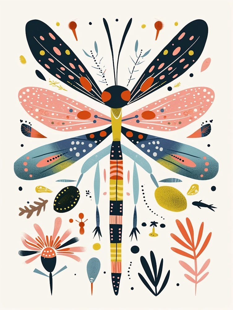 Colourful Insect Illustration Damselfly 3