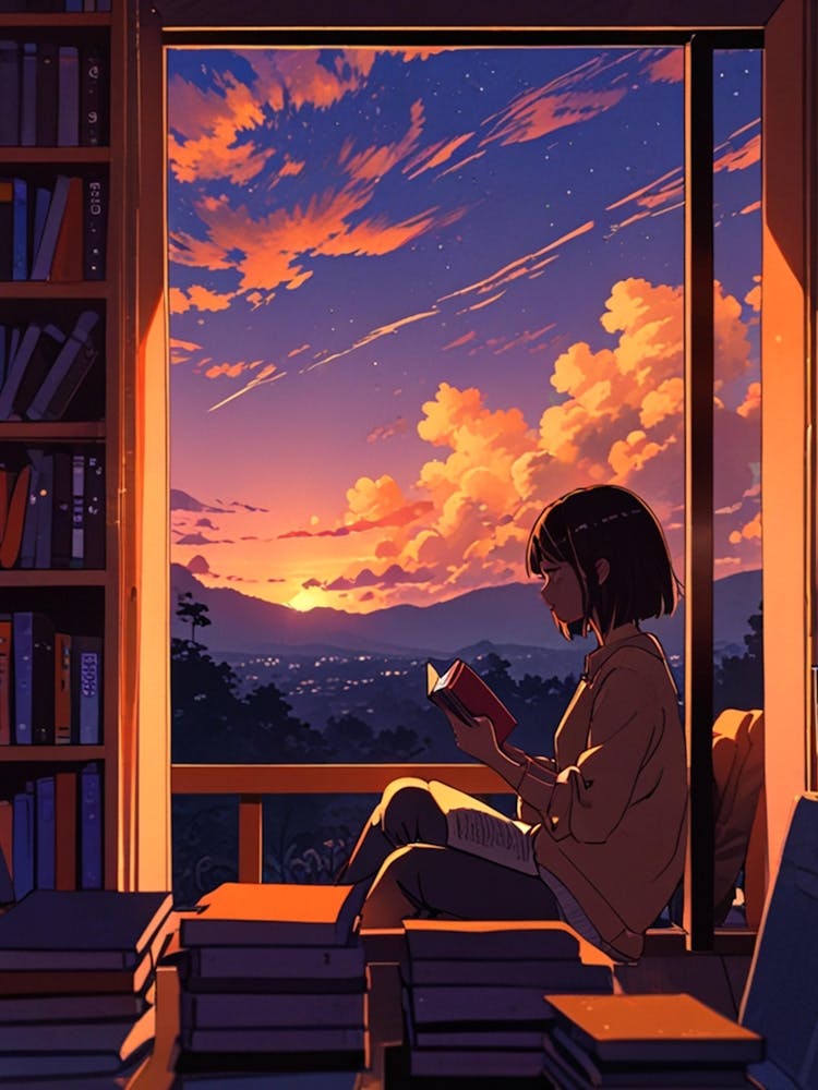 Anime Girl Reading A Book 6