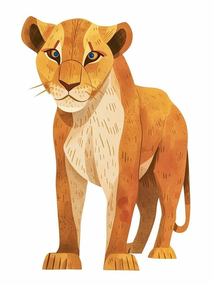 African Lion Lioness On The Prowl Clipart 2