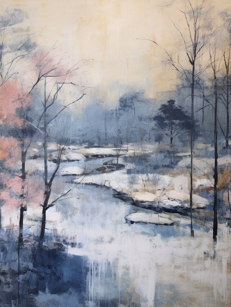 Winter City Park Painting Royal Park Kyoto 2