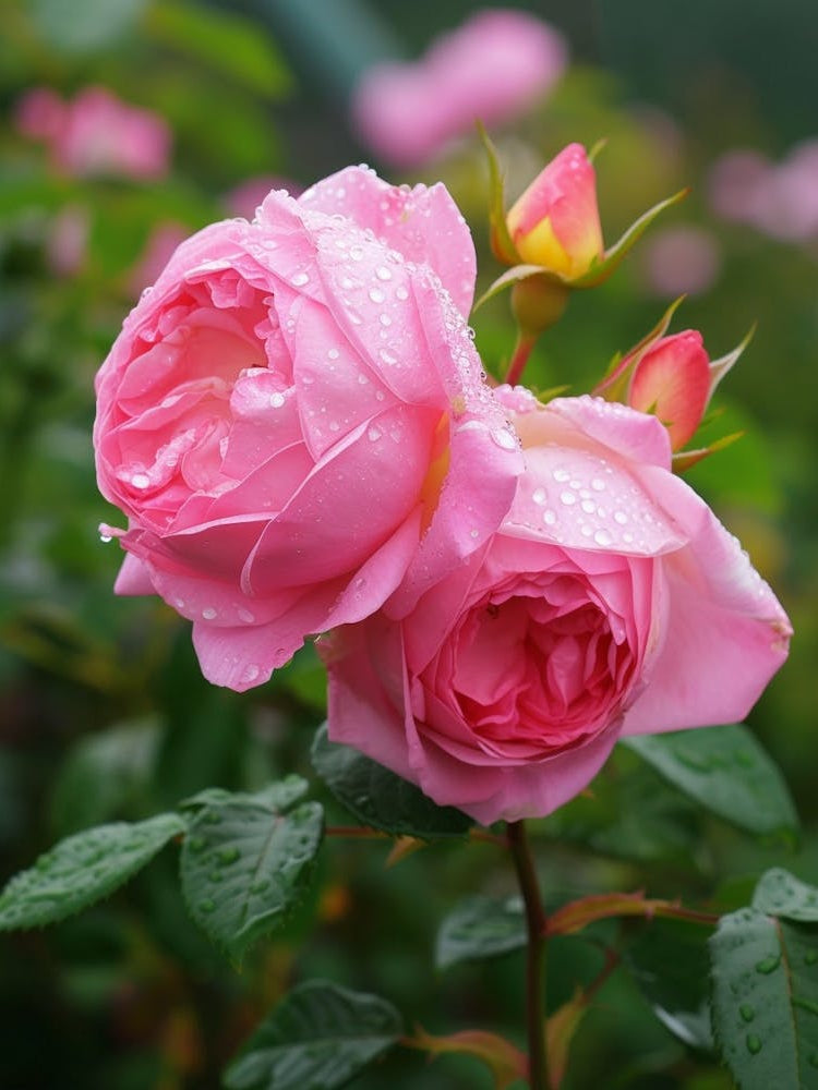 English Roses Painting Rose With Dewdrops 3