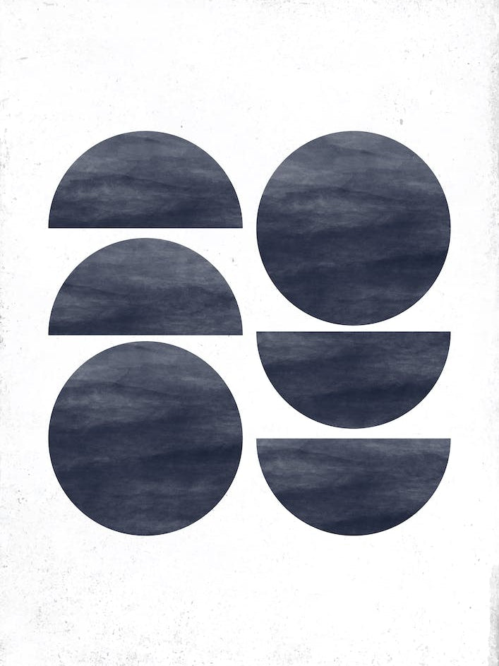 Dull Blue Half And Full Circle Abstract