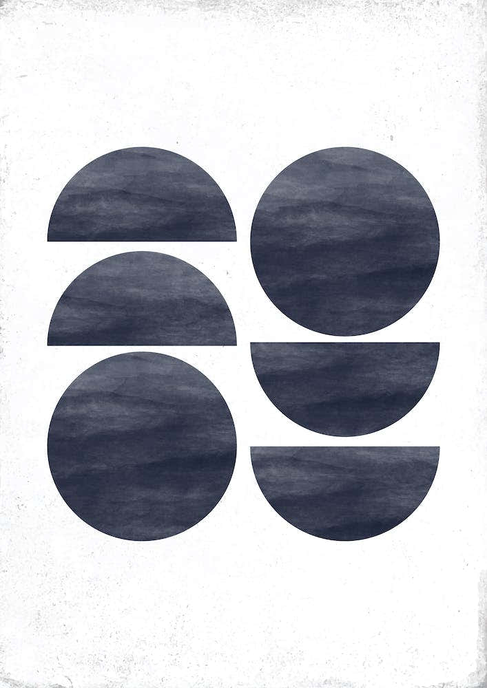 Dull Blue Half And Full Circle Abstract