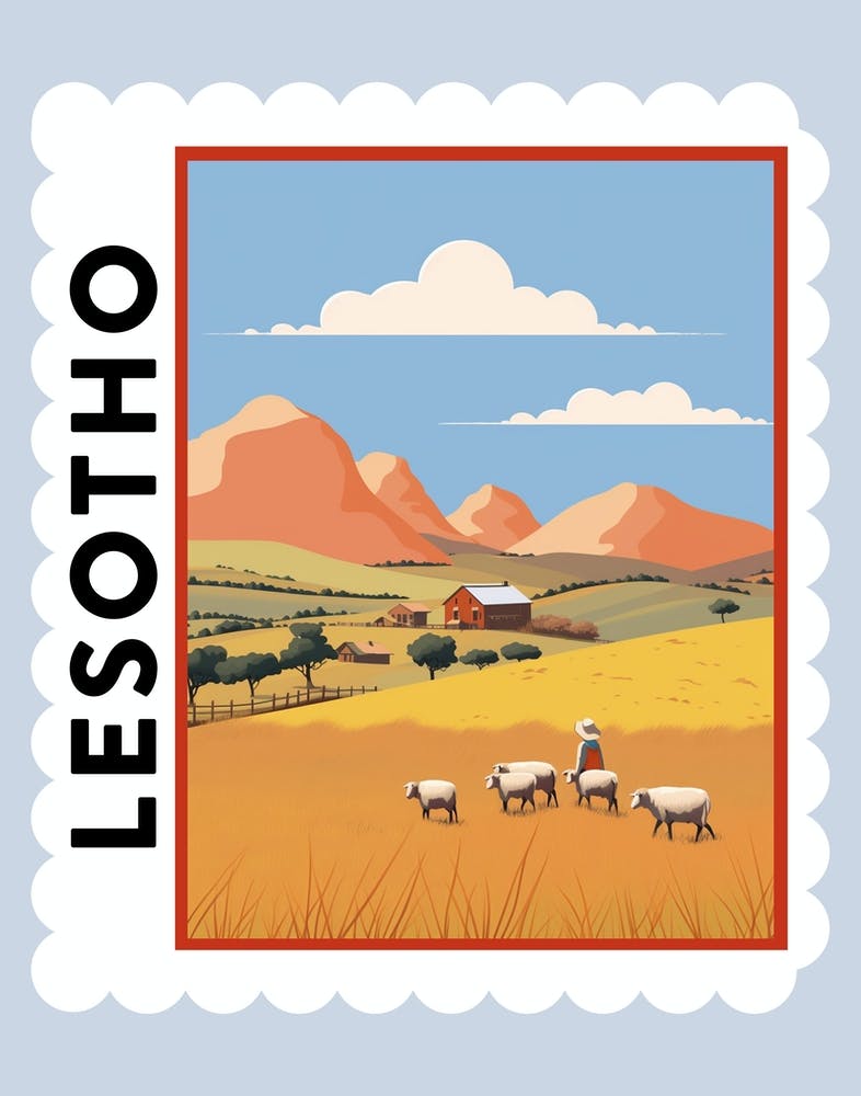 Lesotho Travel Stamp Poster