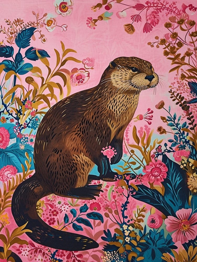 Floral Animal Painting Otter 4