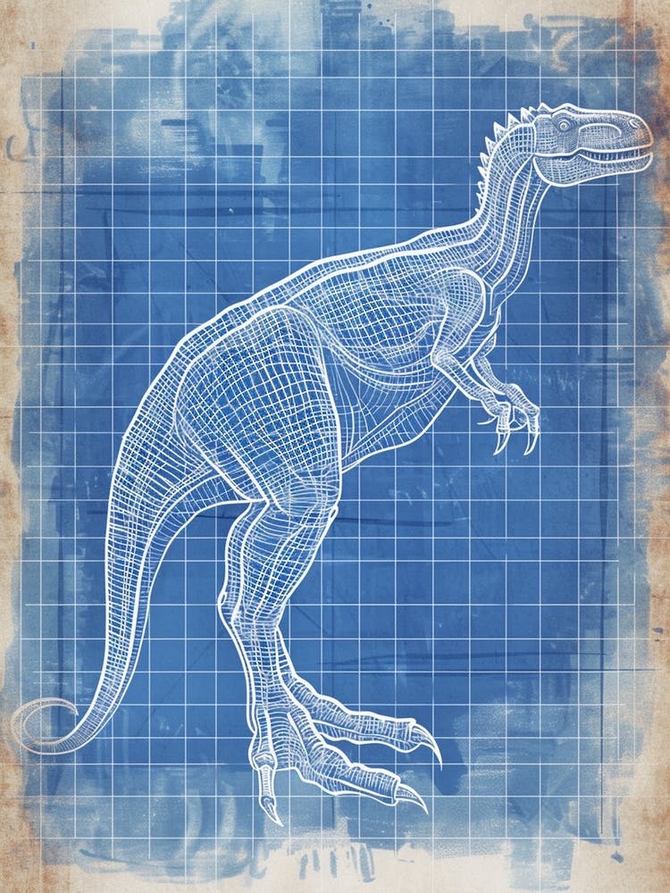 Ouranosaurus Dinosaur Blue Print Sketch 2