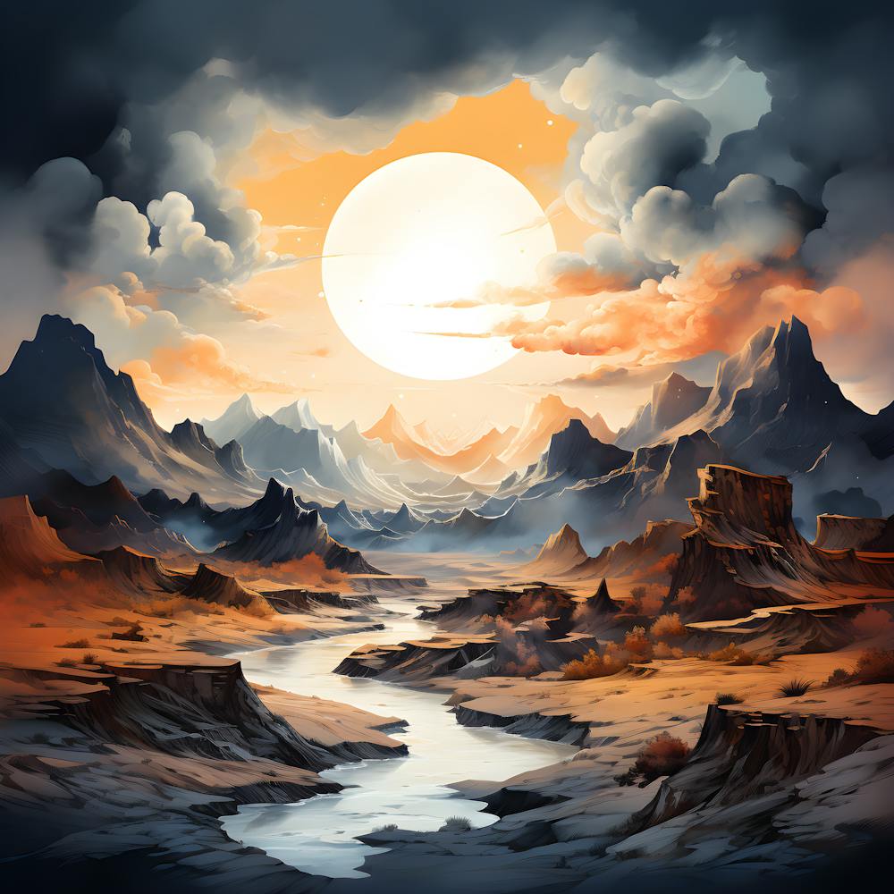 Landscape With Mountains And River
