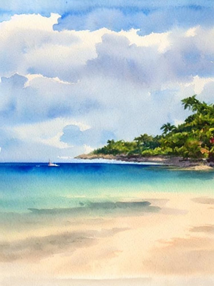 Doctor'S Cave Beach, Jamaica Watercolour