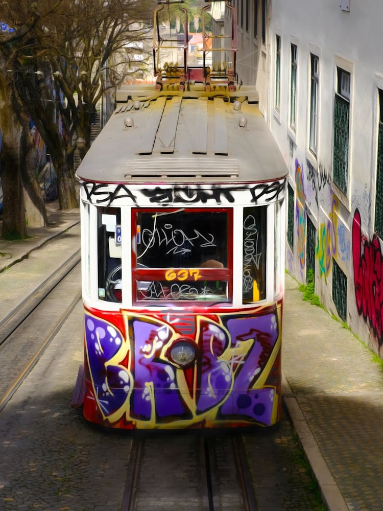 Graffiti Tram In Lisbon