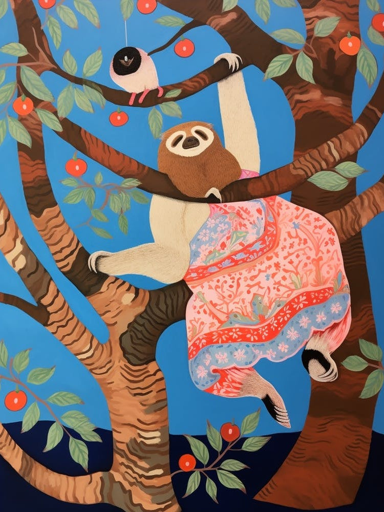 Maximalist Animal Painting Sloth
