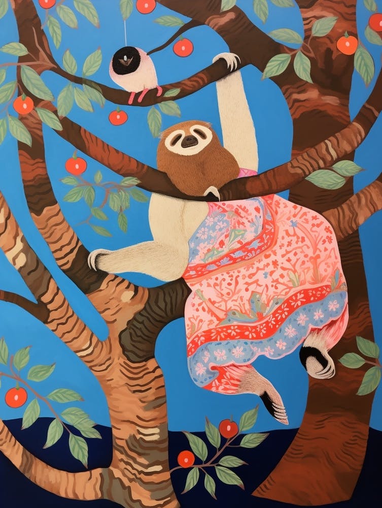 Maximalist Animal Painting Sloth