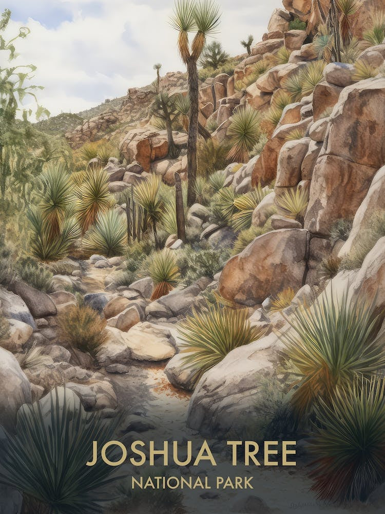 Joshua Tree National Park Watercolour Vintage Travel Poster 2