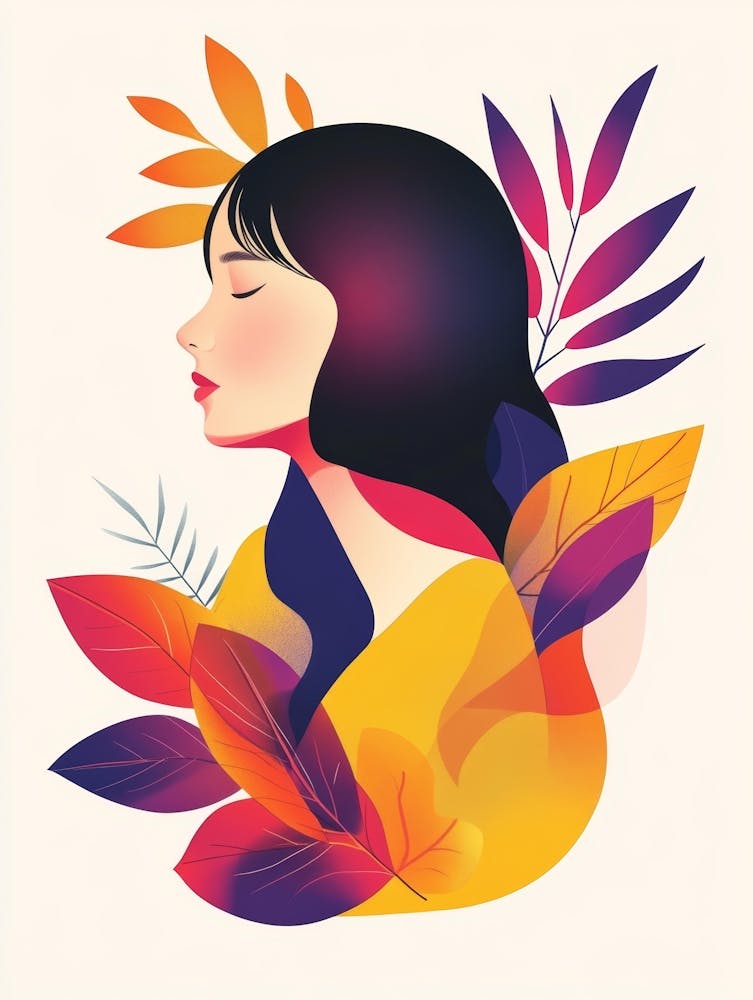 Abstract Woman With Leaves 1