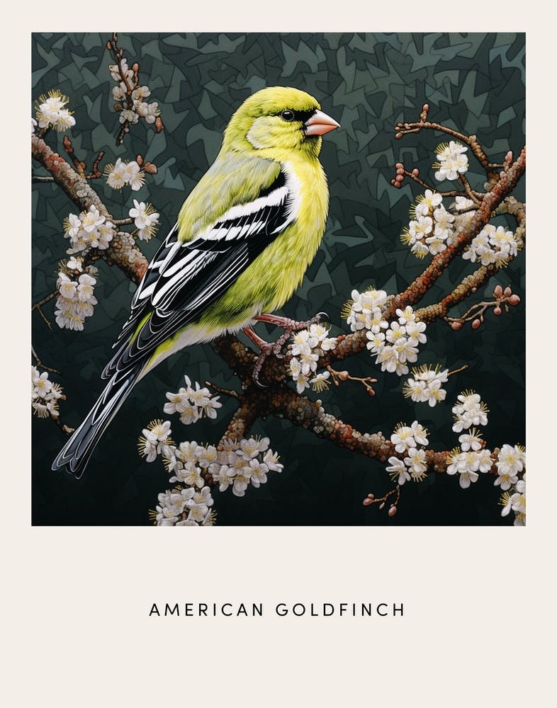 Ohara Koson Inspired Bird Painting American Goldfinch 1 Poster