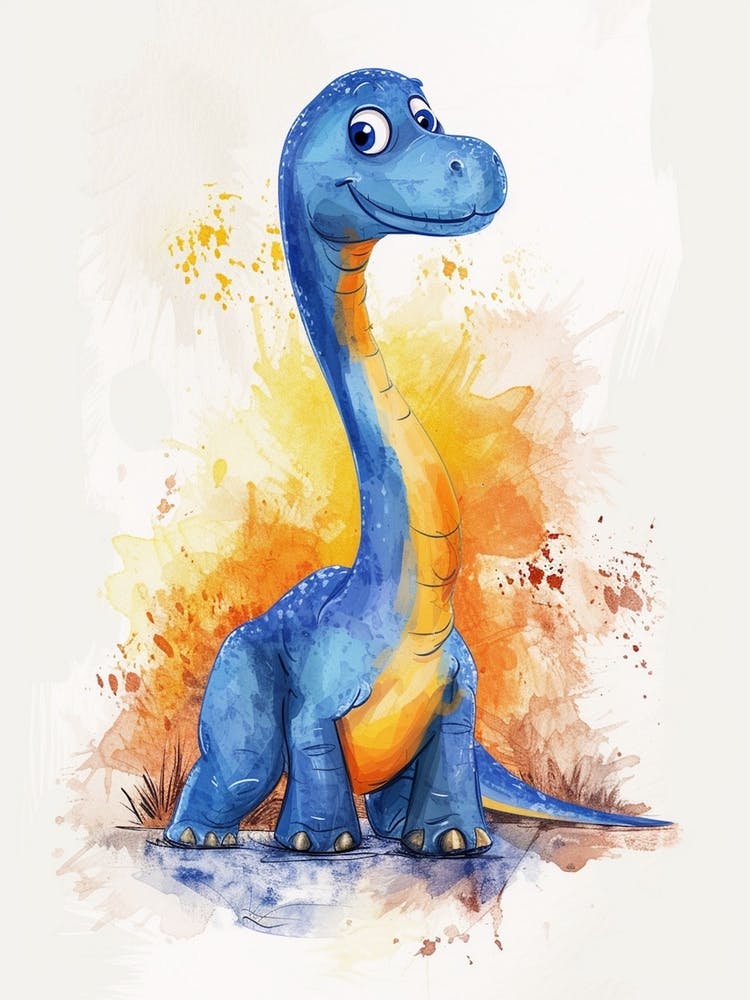 Cute Troodon Dinosaur Watercolour 1