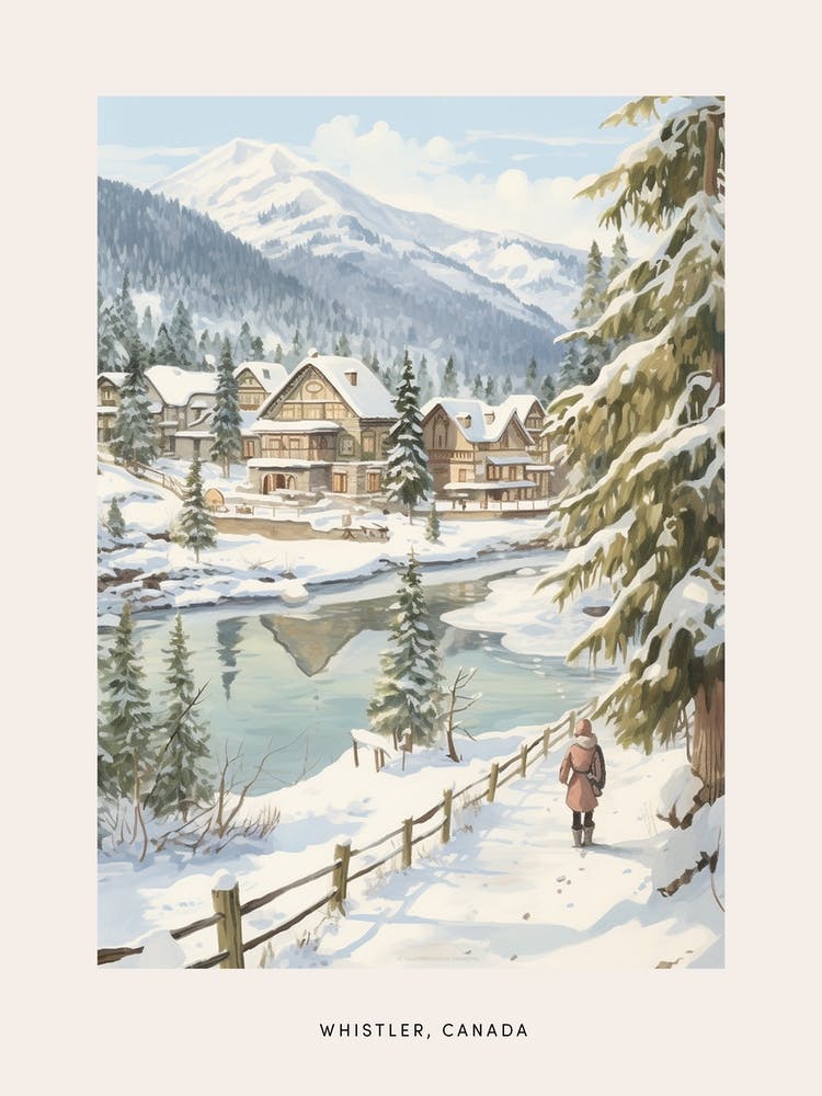 Vintage Winter Poster Whistler Canada 1