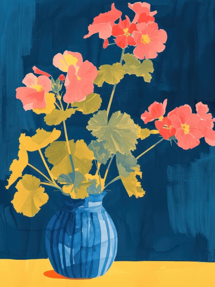 Geranium Flowers On A Table   Contemporary Illustration 2