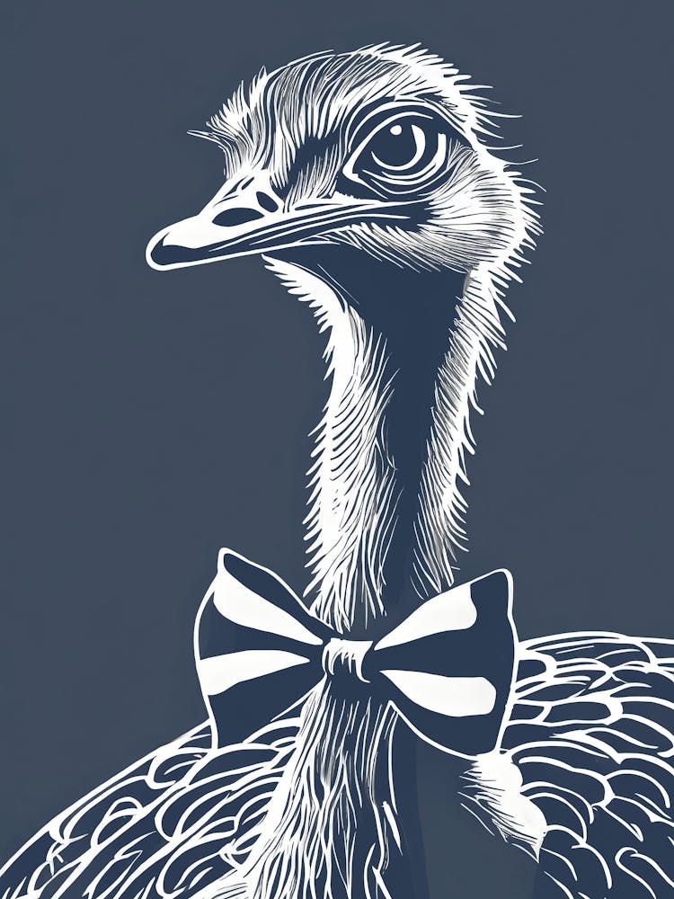 Ostrich With Bow Tie
