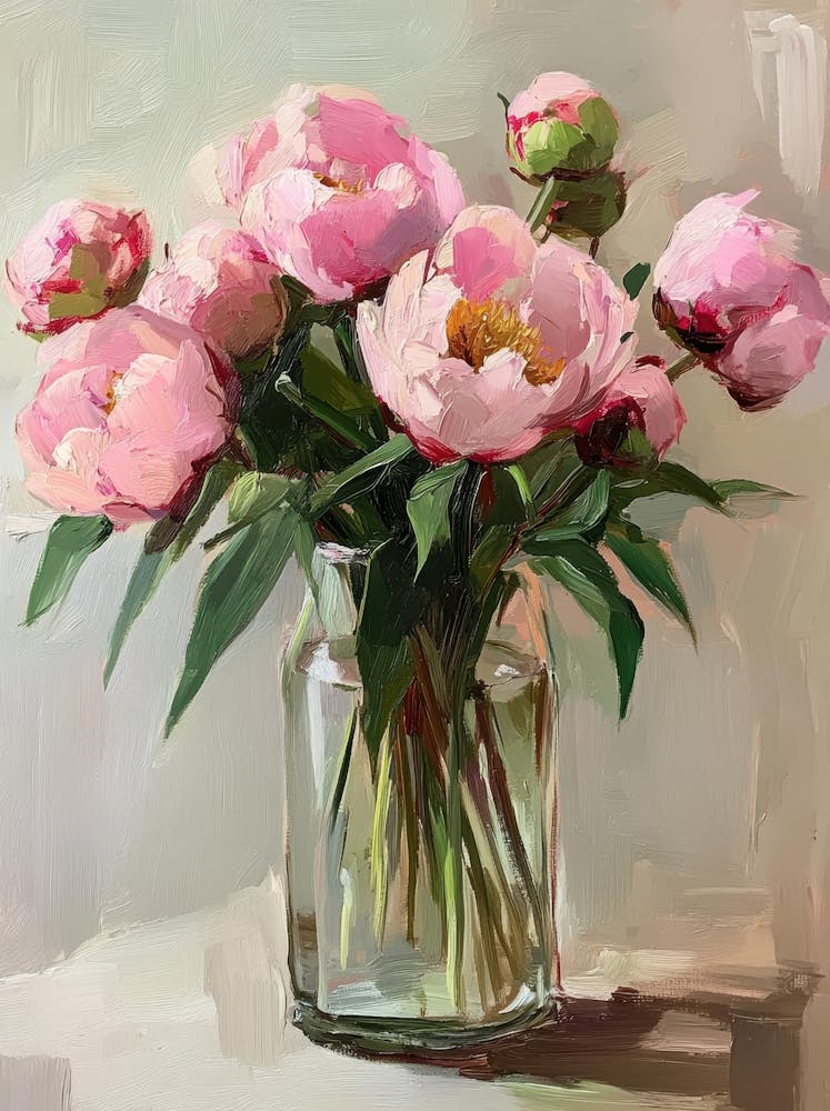 Pink Peonies In A Vase 1