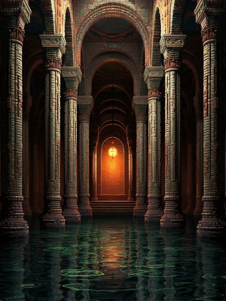 Basilica Cistern Yerebatan Sarnc Pixelkunst 6