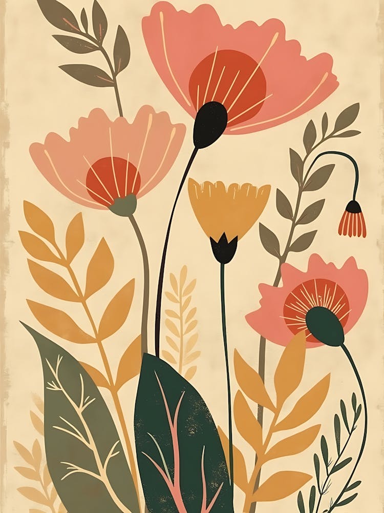 Muted Tone Bohemian Floral Print - Stylish Home Accent