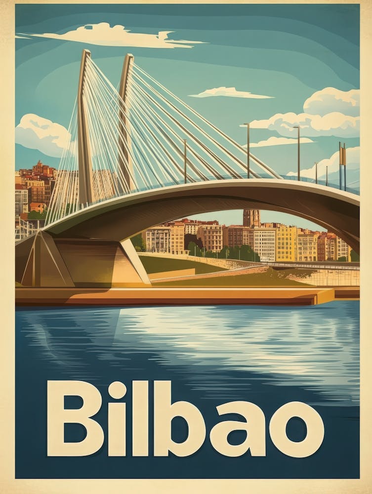 Aihrgdesign A Retro Travel Poster For Bilbao Featuring The Ma 6e8f8f13 6e40 4b20 A3e5 3c7debb8cf15 3