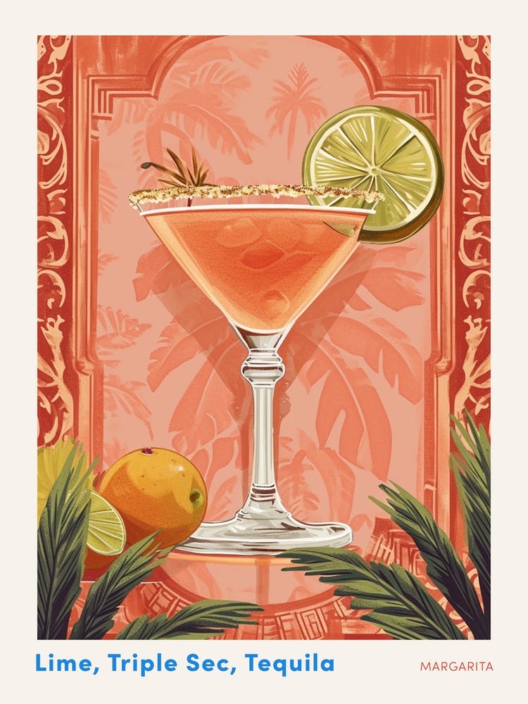 Art Deco Orange Margarita Poster