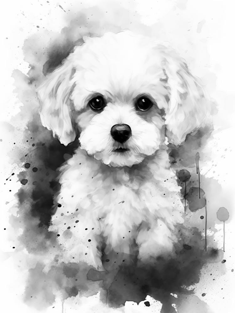 Black And White Dog Painting