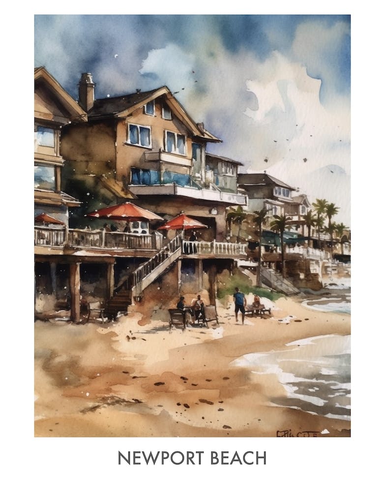 Newport Beach Watercolor 1travel Poster
