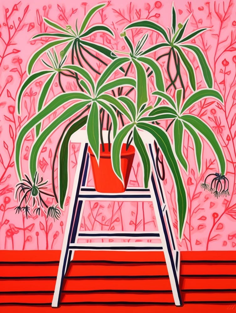 Pink And Red Plant Illustration Spider Plant 1