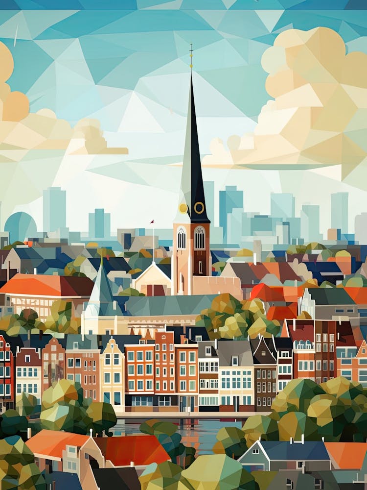 The Hague, Netherlands, Geometric Illustration 1