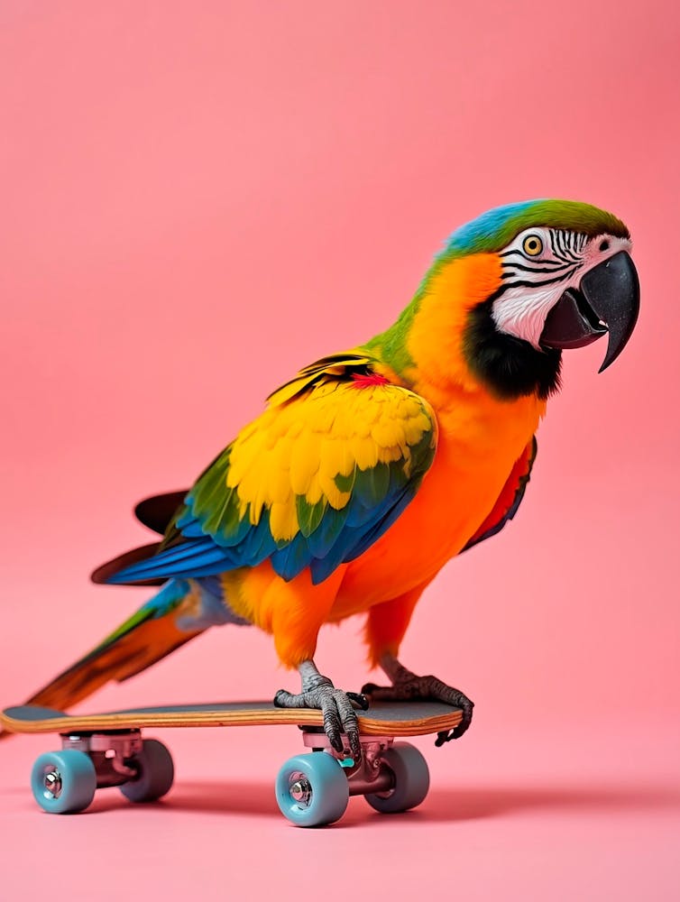 A Parrot Doing A Cool Trick On A Skateboard 2