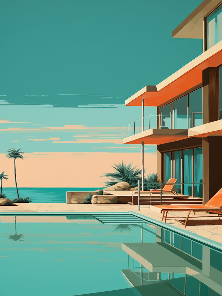 Abstract Illustration Of South Padre Island Texas Orange Hues 2