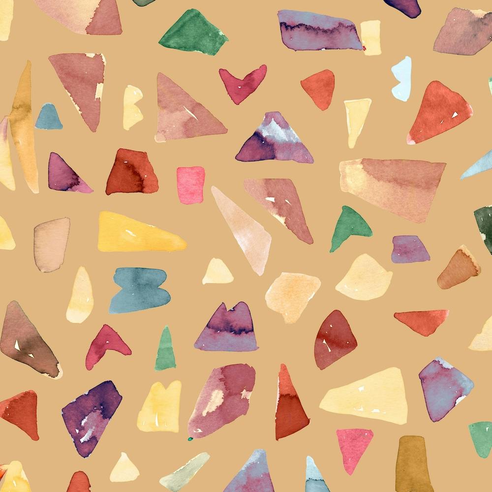 Terrazzo Watercolor Gold Square