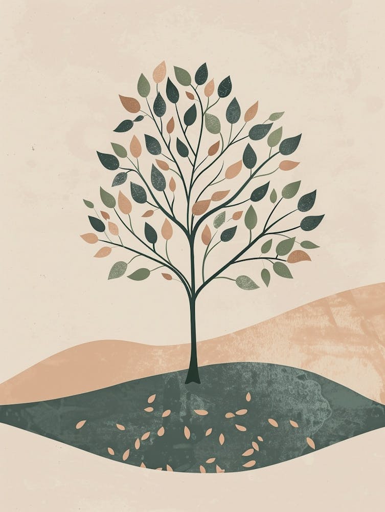 Sycamore Tree Minimal Japandi Illustration 1