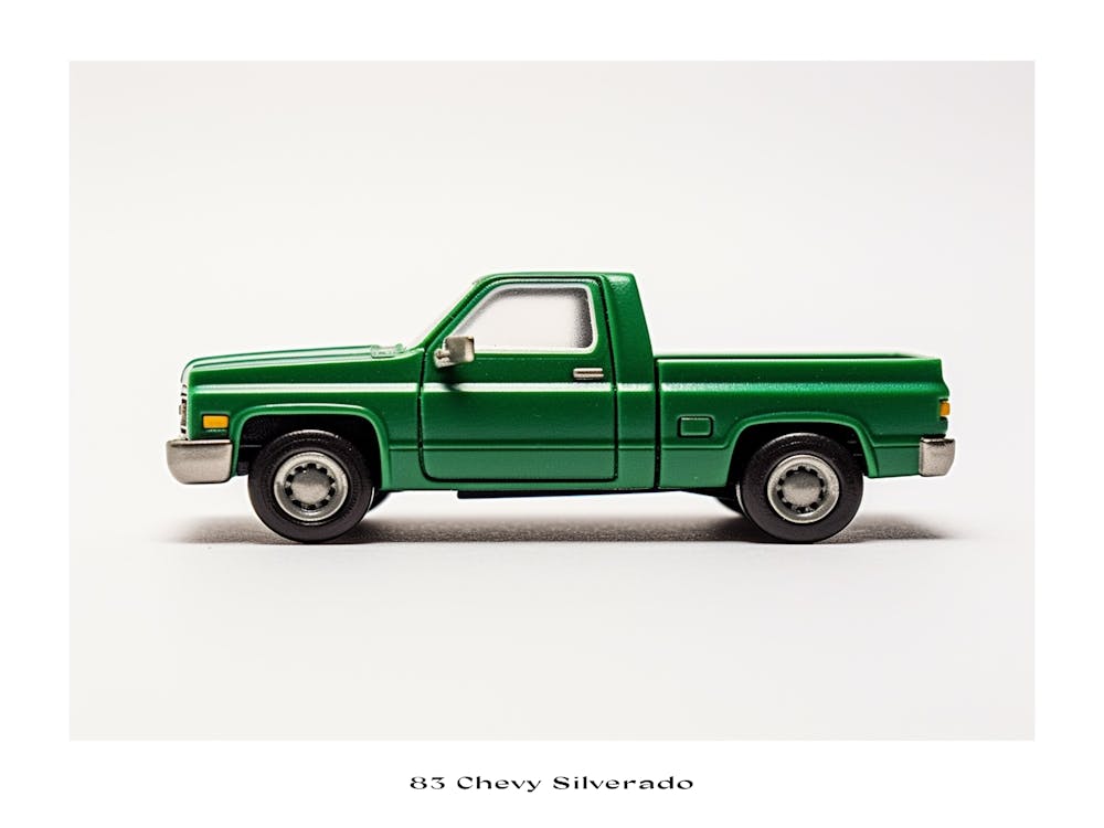 Toy Car 83 Chevy Silverado Green Poster
