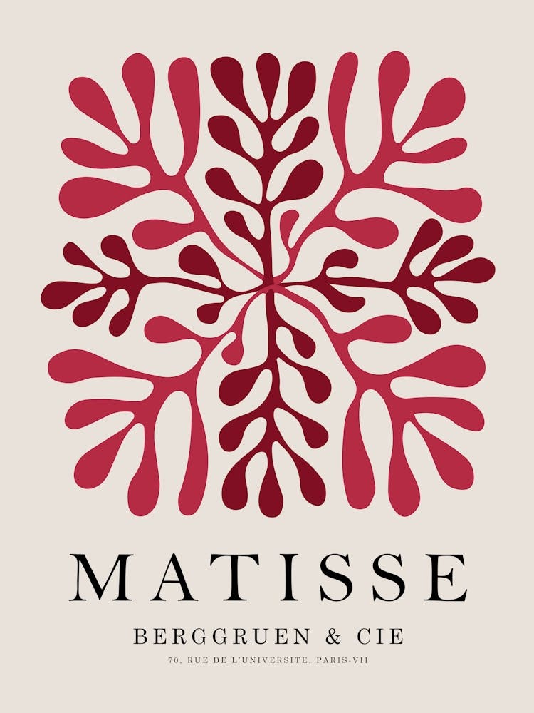 Matisse Burgundy Red Floral Art