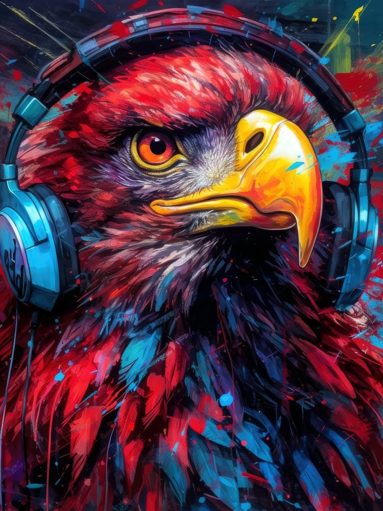 Aigle Avec Casque audio animal