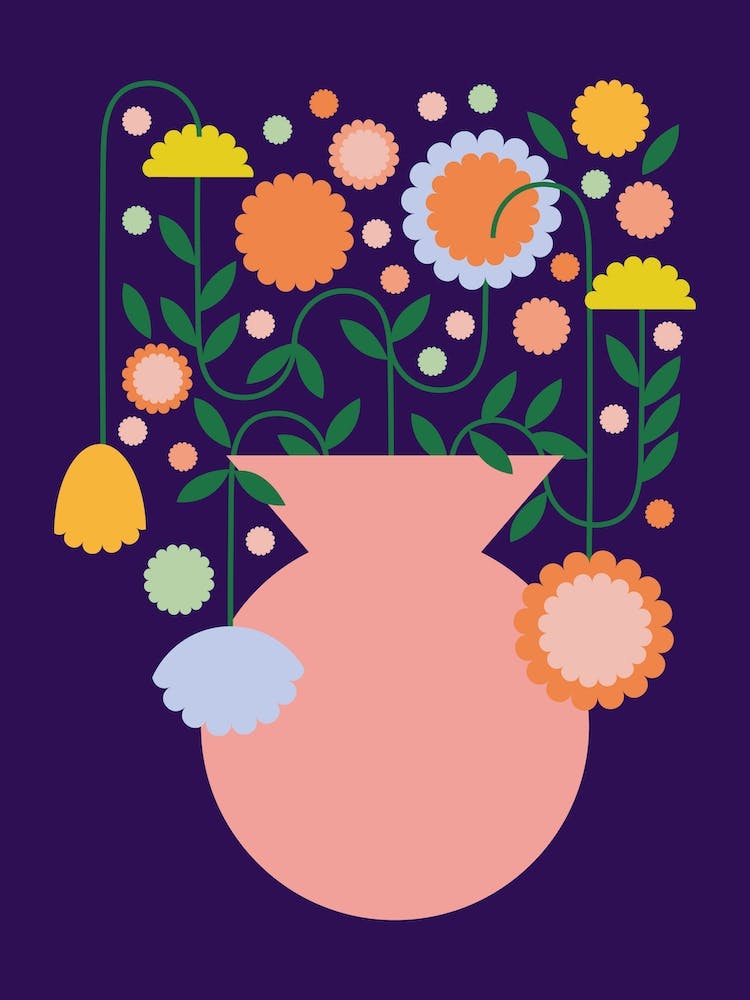 Mediterranean Flowers In Jar