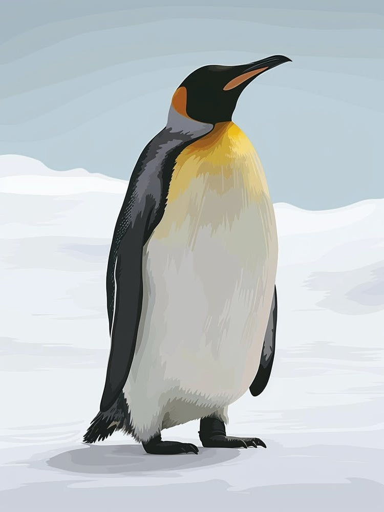 Emperor Penguin Saunders Island Minimalist Illustration 1