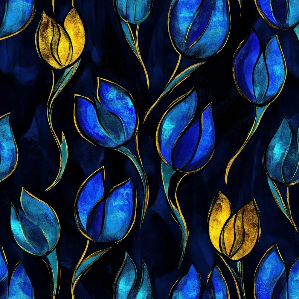 Blue And Gold Tulips