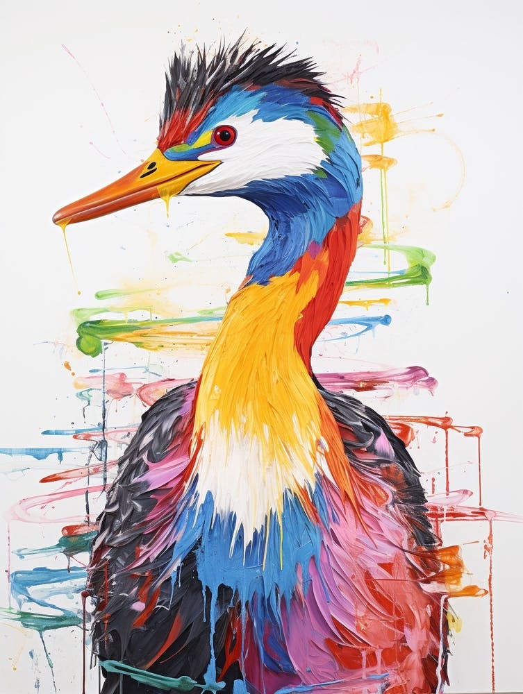 Colourful Bird Painting Grebe 1