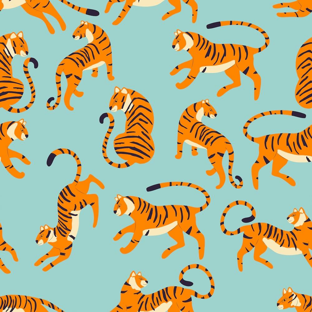 Tiger Pattern On Blue Square